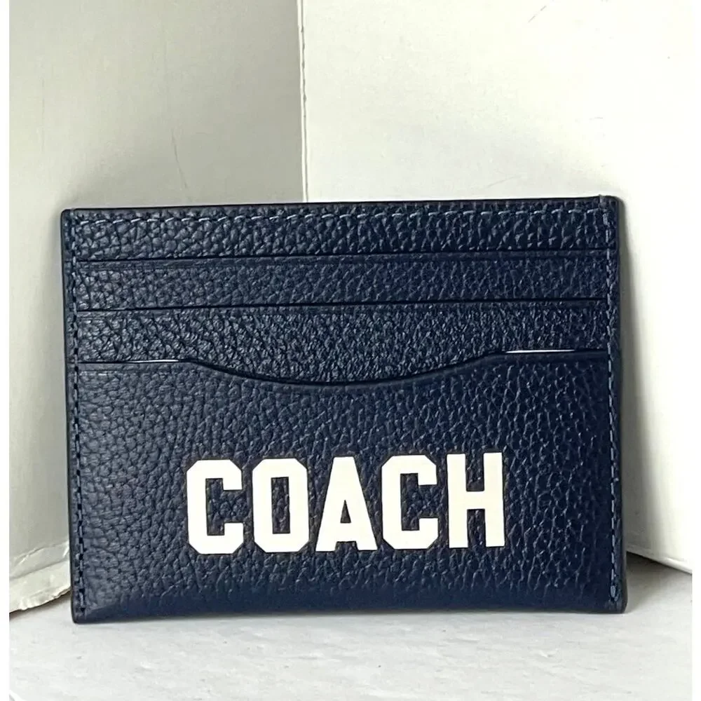 Coach CP275 Dark Navy Pebbled Leather Slim Card Case